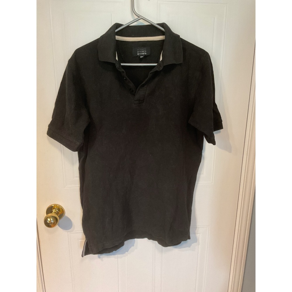 Orvieto Polo Shirt Mens Size M Black Excellent Short Sleeve Cotton Pique
